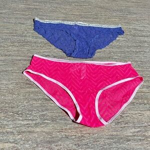 NWT Victoria’s Secret Pink Hiphugger and Blue Bikini Lace Trim Underwear Set